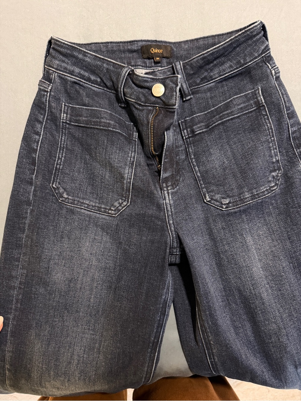 Quince Women's Dark Wash High-Rise Straight Jeans (worn twice!)
